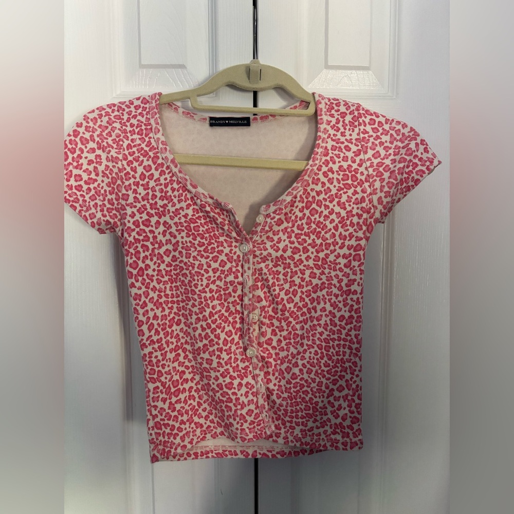 Brandy Melville Pink Cheetah Zelly Top